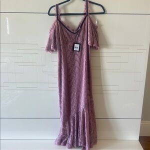 Elegant Pink Lace Off-Shoulder Dress